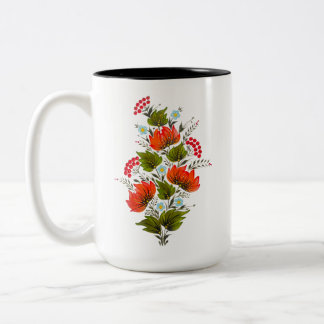Elegantes Blumenbouquet-Völkerkunst Zweifarbige Tasse