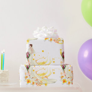 Elegantes Blumenbräu Romantisches Hochzeitsdesign Geschenkpapier