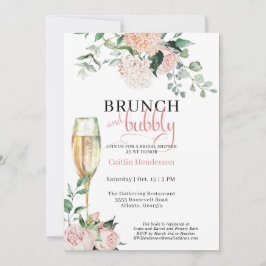 Elegantes Blumenbrunch und Bubbly Brautparty Einladung
