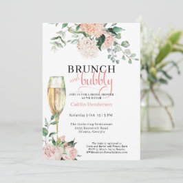 Elegantes Blumenbrunch und Bubbly Brautparty Einladung