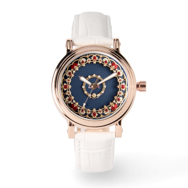 Elegantes Blumendesign Armbanduhr (Vorderseite)
