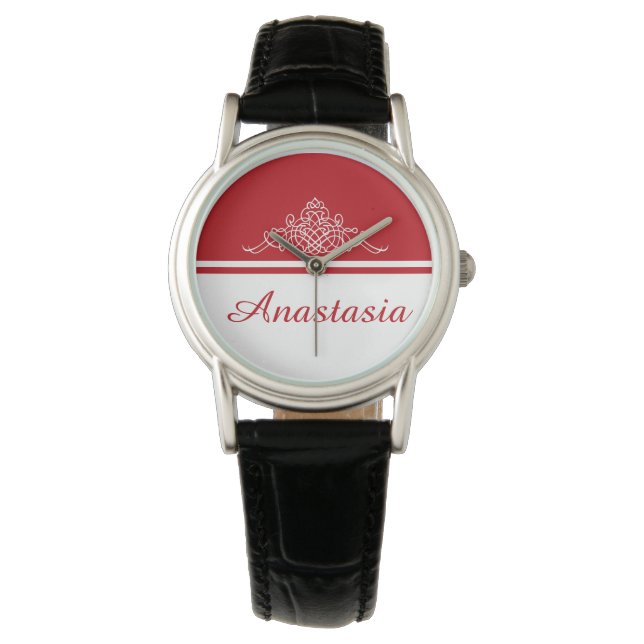 Elegantes Blumendesign Armbanduhr (Vorderseite)
