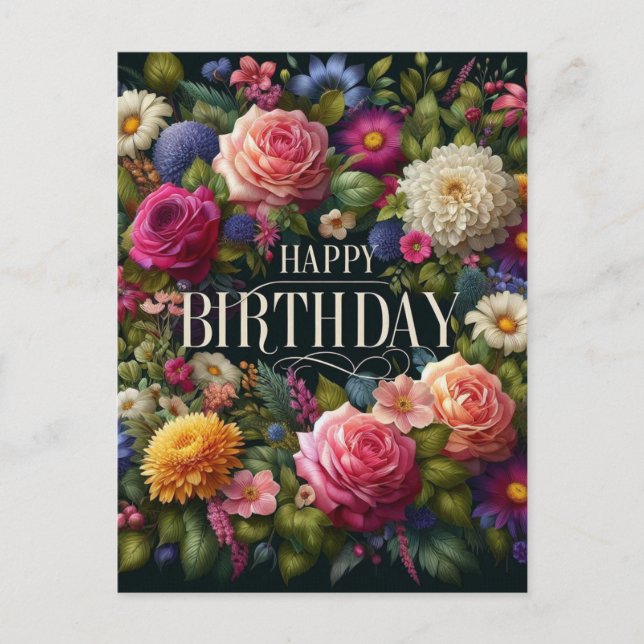 Elegantes Blumendesign Geburtstagskarte Postkarte (Vorderseite)
