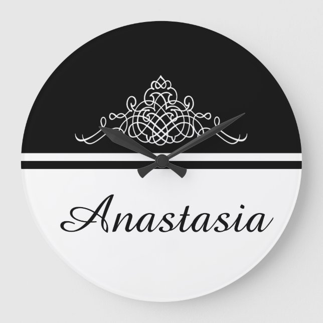 Elegantes Blumendesign Große Wanduhr (Vorderseite)