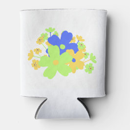 Elegantes Blumendesign in blau-grün gelb Dosenkühler