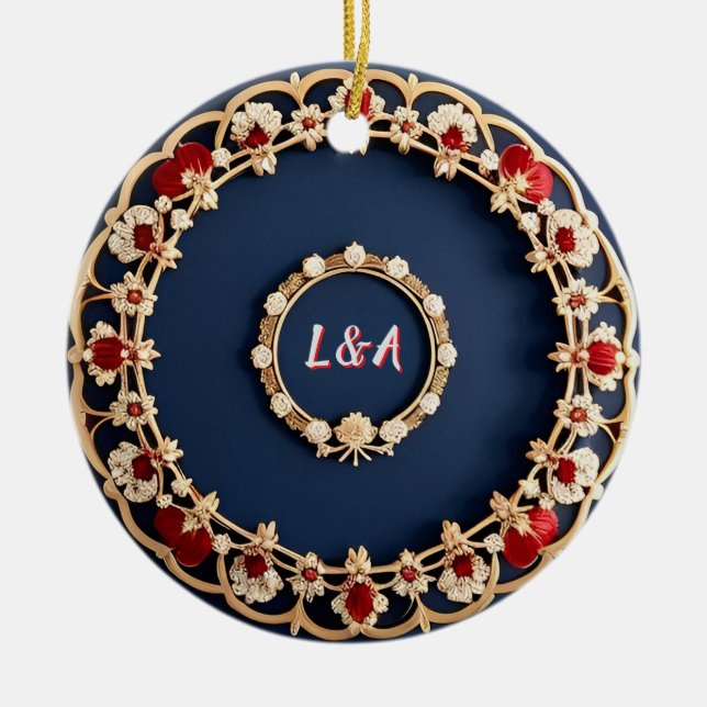 Elegantes Blumendesign Keramik Ornament (Vorne)