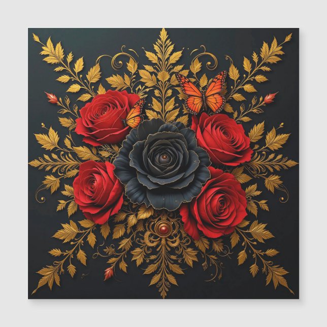 Elegantes Blumendesign Magnetkarte (Vorderseite)