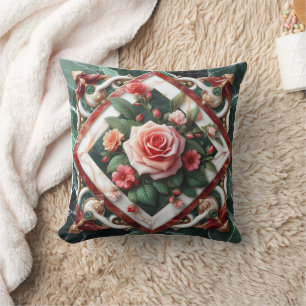 Elegantes Blumendesign mit bemalten Rose Kissen