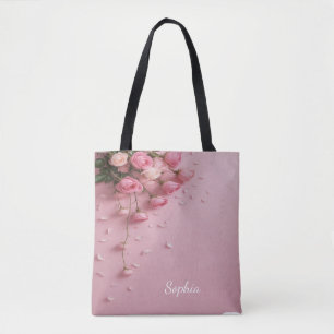 Elegantes Blumendesign mit weichem Pastellrosa Tasche