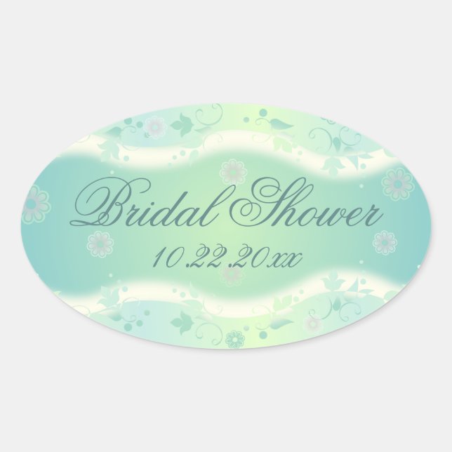 Elegantes Blumendesign Oval Brautparty Aufkleber G (Vorderseite)