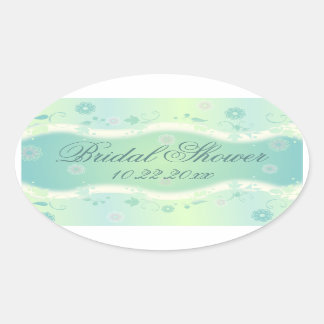 Elegantes Blumendesign Oval Brautparty Aufkleber G