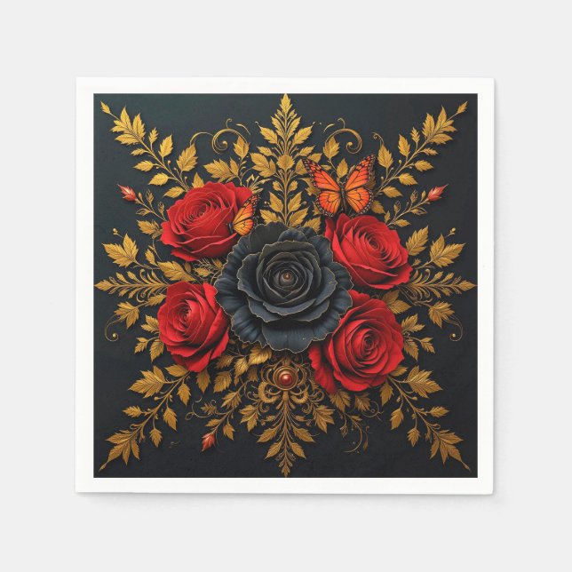 Elegantes Blumendesign Serviette (Vorderseite)