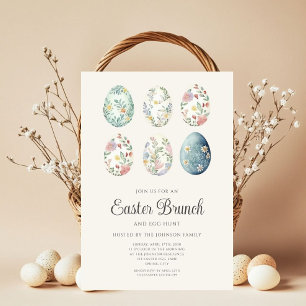 Elegantes Blumeneier Osterbrunch Einladung