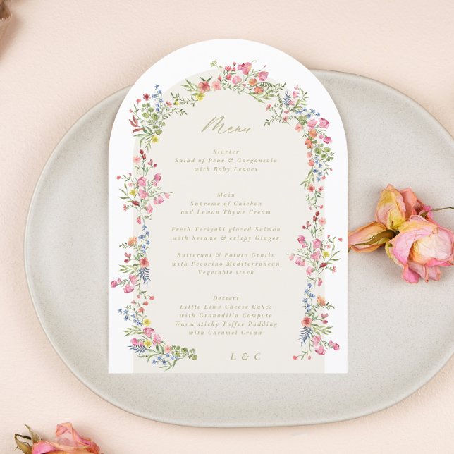 elegantes Blumenfrühstück 5 x 7 Hochzeitsmenü Einladung (Von Creator hochgeladen)