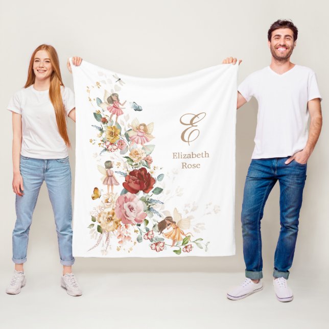 Elegantes Blumengarten Monogram Girl-Kinderzimmer Fleecedecke (Beispiel)