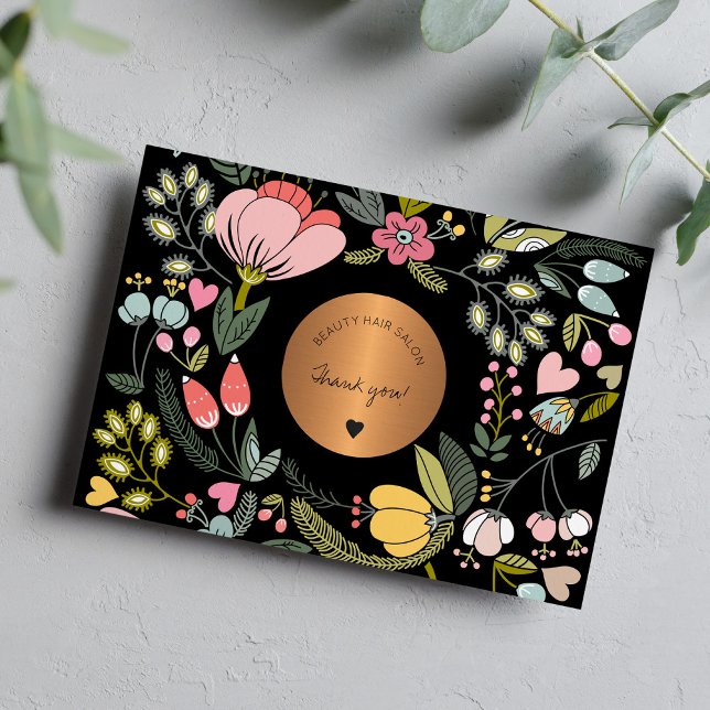 Elegantes Blumengeschäft in Rosa und Pastellfarben Dankeskarte (Von Creator hochgeladen)