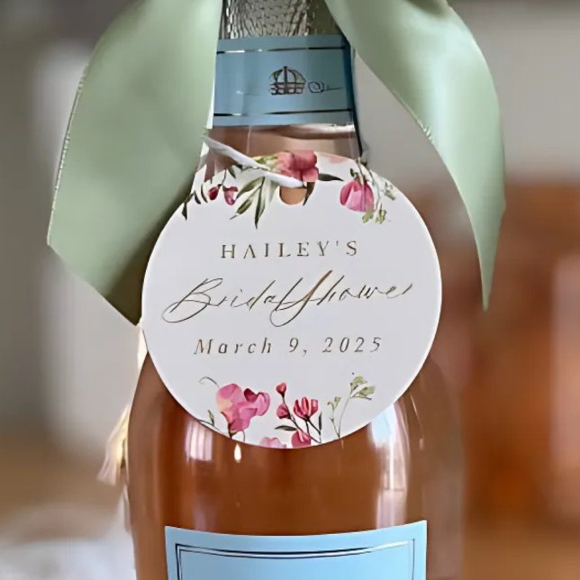 elegantes blumengeschmücktes Hochzeitsfest Brautpa Geschenkanhänger (Von Creator hochgeladen)