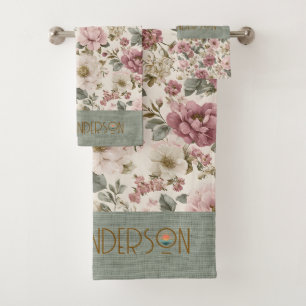 Elegantes Blumengestecktuch-Set mit individuellem Badhandtuch Set