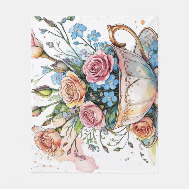 Elegantes Blumengestein Fleece Blanket (Vorderseite)