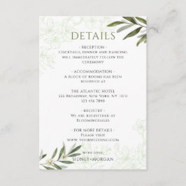 Elegantes Blumengestein Grüne Olive Hochzeiten Det Begleitkarte