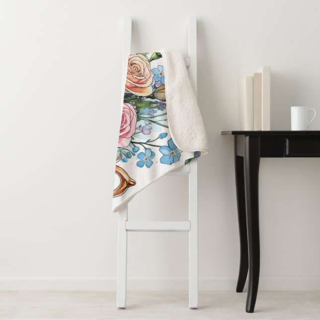 Elegantes Blumengestein Sherpa Blanket Sherpadecke (Beispiel)