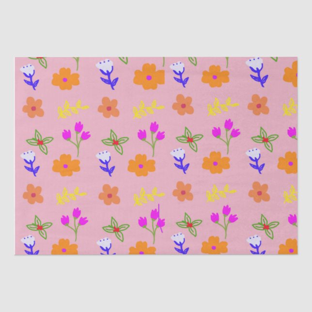Elegantes Blumengewebe - HandGezeichnet Blume Pa Seidenpapier (Vorderseite)