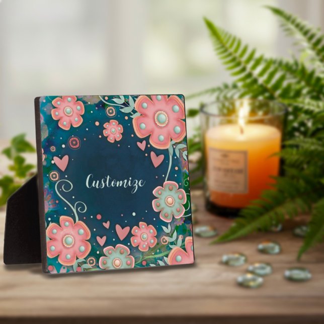 Elegantes Blumenherz Whimsical ONE WORT Fotoplatte (Von Creator hochgeladen)