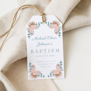 Elegantes Blumenjungen Foto Taufe Geschenkanhänger