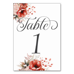 Elegantes Blumenkalligrafie-Party Tischnummer