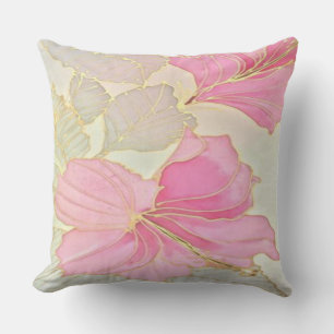 Elegantes Blumenkissen in Rosa, Grau und los Kissen