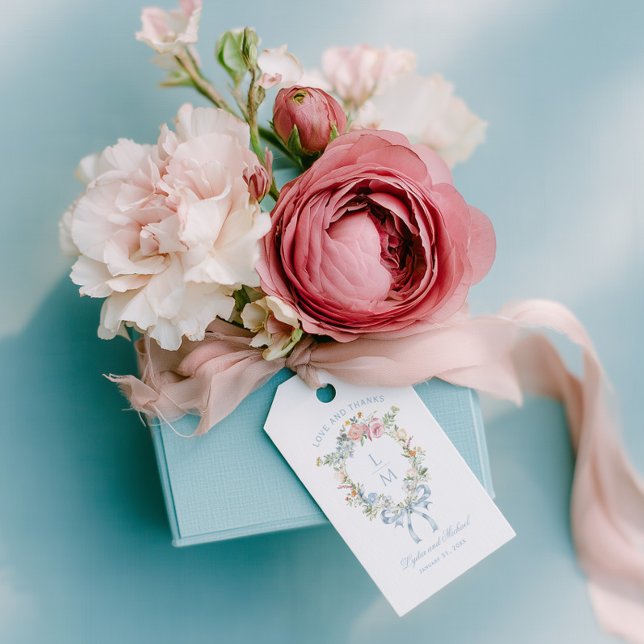 Elegantes Blumenkraut-Wappen Monogram Wedding Geschenkanhänger (Von Creator hochgeladen)