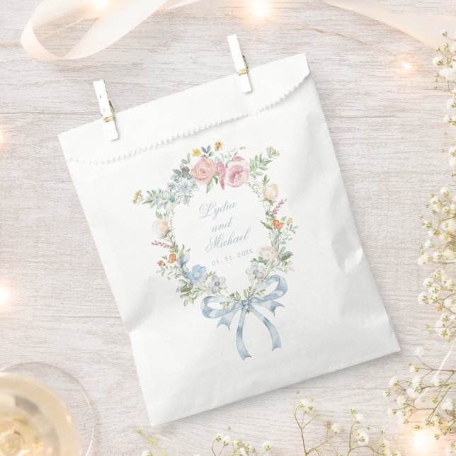 Elegantes Blumenkraut-Wappen Monogram Wedding Geschenktütchen (Ausgeschnitten)