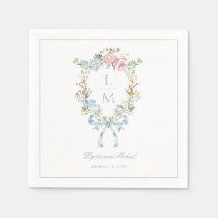 Elegantes Blumenkraut-Wappen Monogram Wedding Serviette