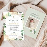 Elegantes Blumenkreide Taufen Baby Girl Green Gold