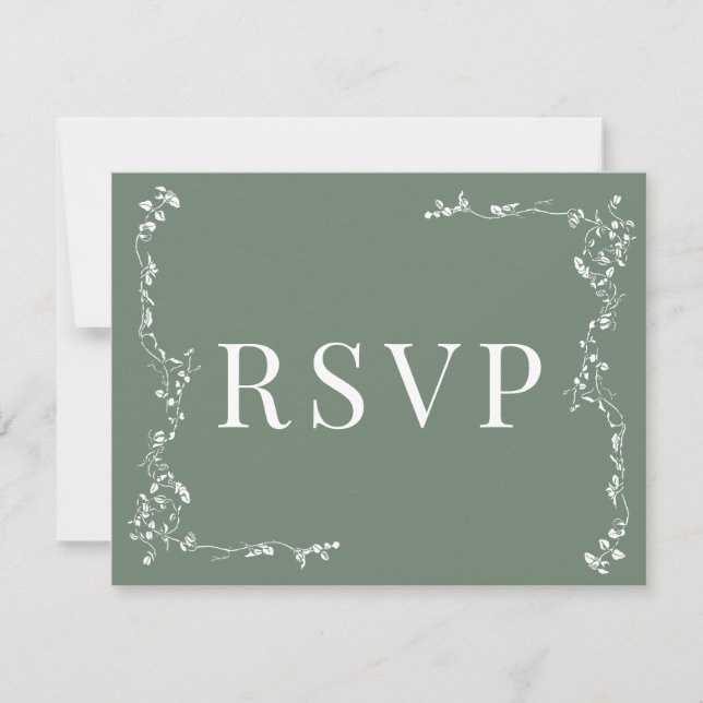 Elegantes Blumenleaf Classic Wedding RSVP (Vorderseite)