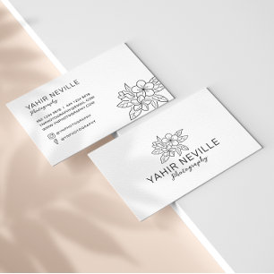 Elegantes Blumenlogo Schwarz & Weiß Visitenkarte