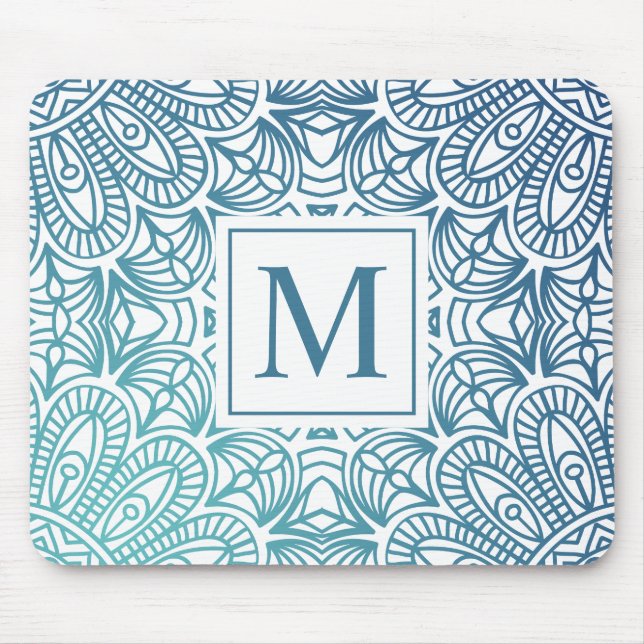 Elegantes BlumenMandala-Monogramm | Mousepad (Vorne)