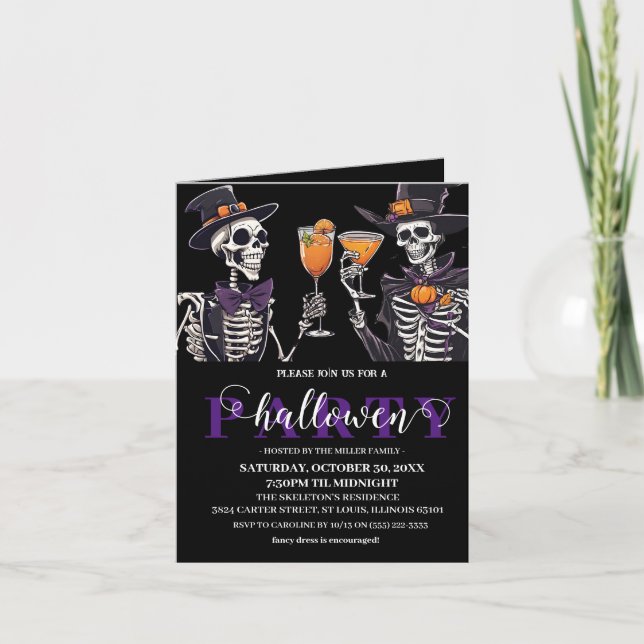 Elegantes Blumenmoor Erwachsene Halloween-Party Ei Einladung (Vorderseite)