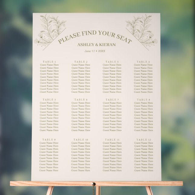 Elegantes Blumenmoos-Sitzdiagramm Acrylschild (Neutral)