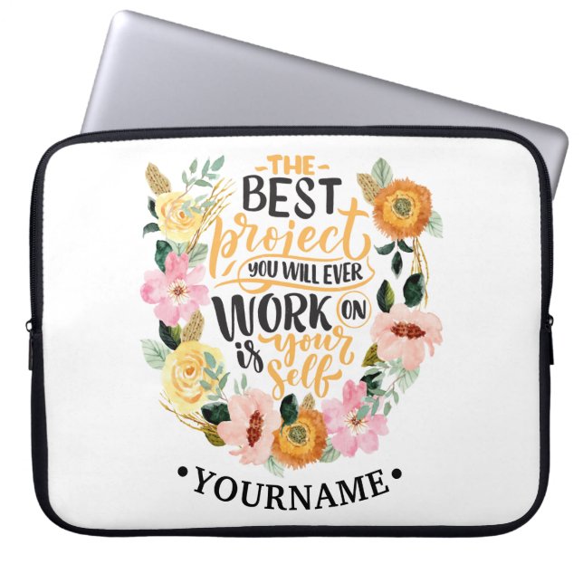 Elegantes Blumenmotivationsangebot Laptopschutzhülle (Vorderseite)