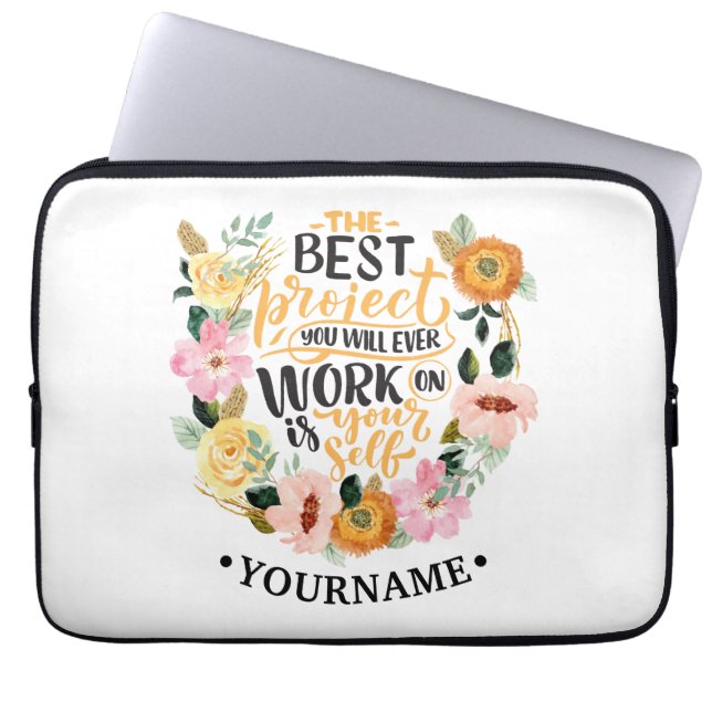 Elegantes Blumenmotivationsangebot Laptopschutzhülle (Vorderseite)