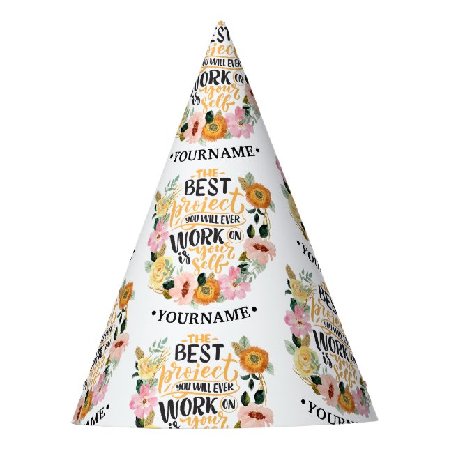 Elegantes Blumenmotivationsangebot Partyhütchen (Vorderseite)