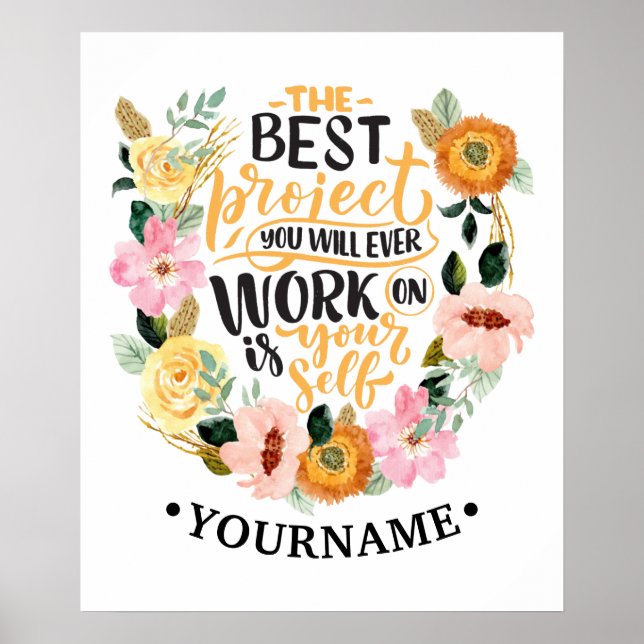 Elegantes Blumenmotivationsangebot Poster (Vorne)