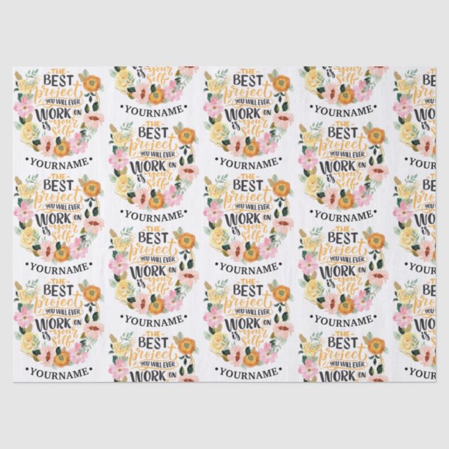 Elegantes Blumenmotivationsangebot Seidenpapier (Vorderseite)