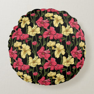 Elegantes Blumenmuster 2 Rundes Kissen