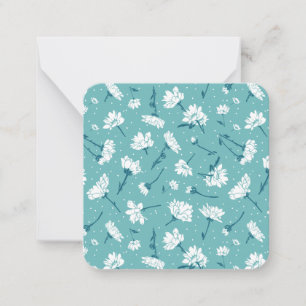 Elegantes Blumenmuster - Aquamarin & weiß botanisc Mitteilungskarte