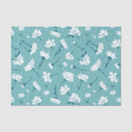 Elegantes Blumenmuster - Aquamarin & weiß botanisc Seidenpapier