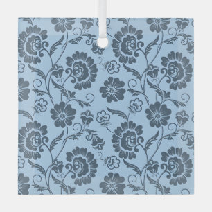 Elegantes Blumenmuster auf hellblauem Hintergrund Ornament Aus Glas