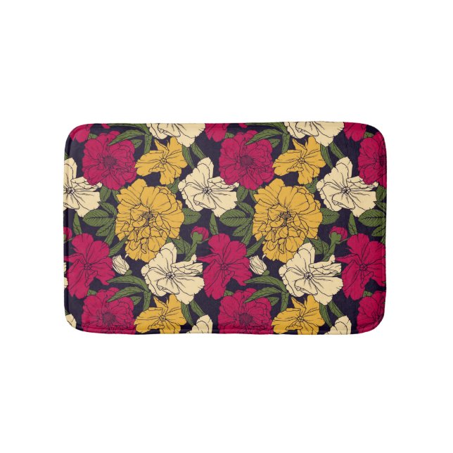 Elegantes Blumenmuster Badematte (Vorderseite)