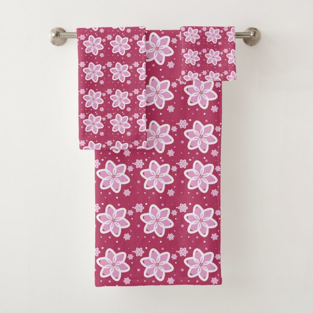 Elegantes Blumenmuster  Badhandtuch Set (Insitu)